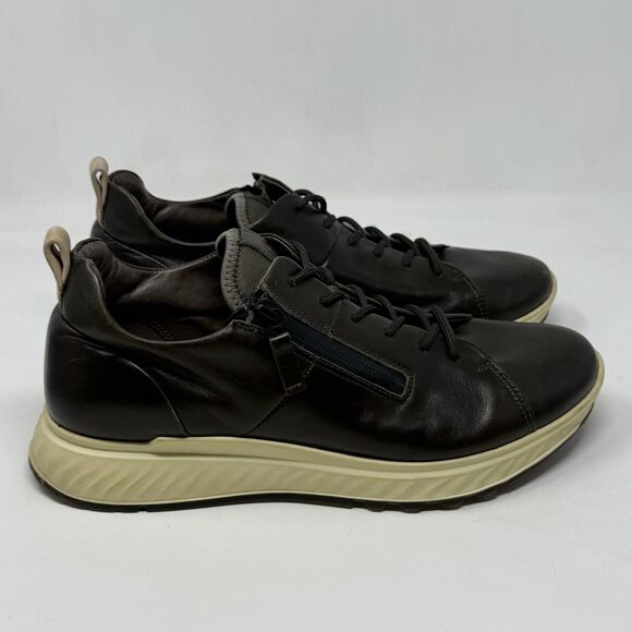 Ecco ST.1 Shoes Mens 8 EU 42 Green Leather Side Zip Office Comfort Sneakers - Picture 1 of 16